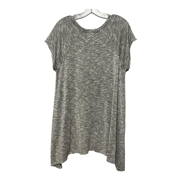 Ava & Viv Hi/Lo Side Tail Top Heather Gray Relaxed Fit Casual Short Sleeve Shirt - Picture 2 of 4